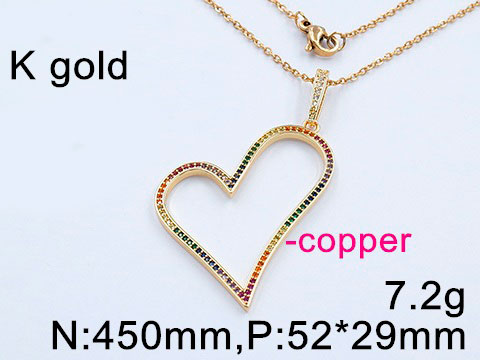 Set collar y aretes de corazón con pedrería multicolor