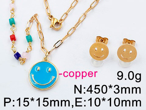 Set dorado Collar con dije de carita celeste
