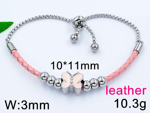 Pulsera Charm Mariposa rosa cierre corredizo