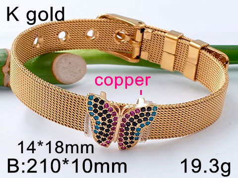 Brazalete dorado tipo cincho mariposa con pedrería