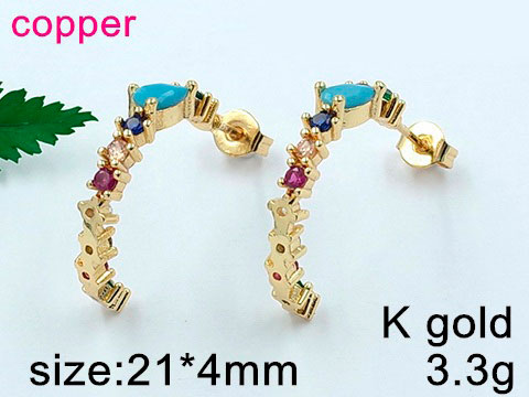 Aretes con pedrería multicolor 2cm