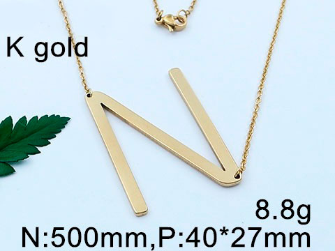 Collar dorado 50cm Letra N
