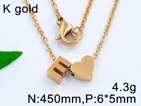 Collar dorado letra E y Corazón