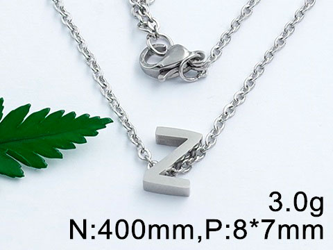 Cadena plateada 40cm dije Letra Z 8mm