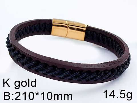 Brazalete cuerito café con negro