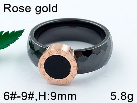 Anillo negro de cerámica combinado acero Rosegold