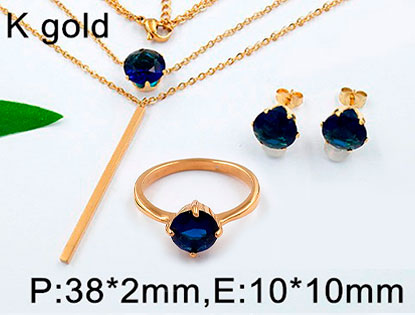 Set dorado collar y anillo circonias azules