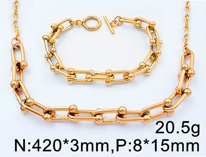 Set dorado collar y pulsera eslabón grueso