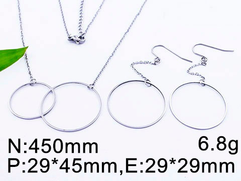 Set plateado collar doble aro