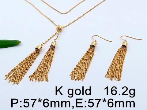 Set dorado corbatín y aretes flequillos