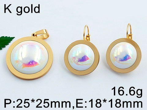 Set dorado con perla tornasol