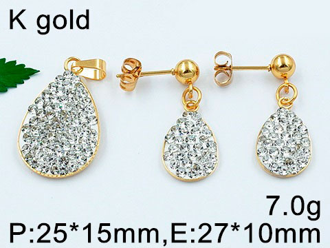 Set dorado diseño gotas con pedrería