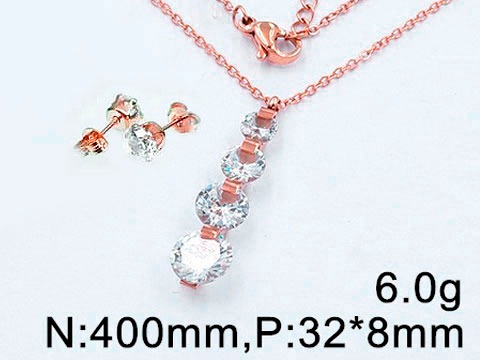 Set Rose gold Cadena dije 4 circonias