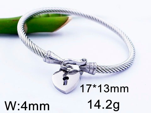 Brazalete plateado candado corazón