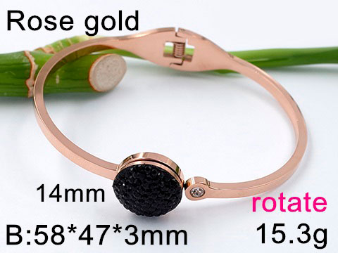 Brazalete Rose gold circulo con pedrería negra