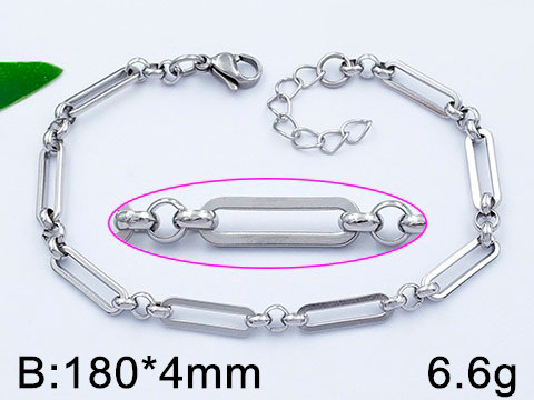 Pulsera plateada eslabón rectangular