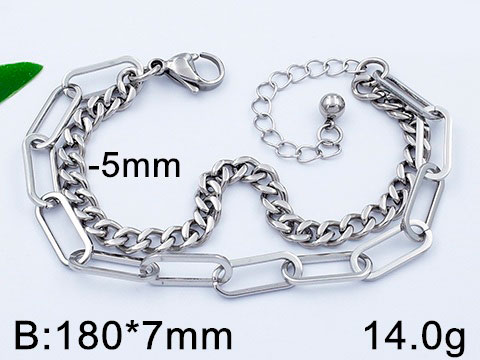 Pulsera Plateada doble cadena 18cm*7mn