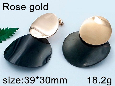 Aretes circulos rose gold con negro
