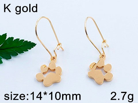 Aretes dorados huella colgante 1.cm