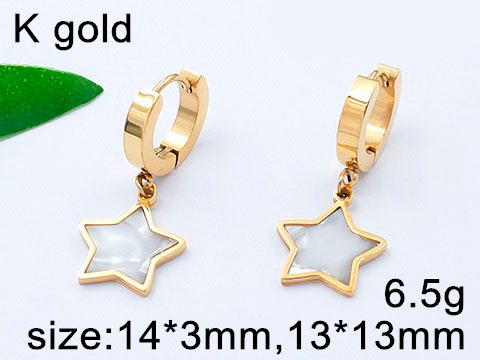 Argollas doradas estrella nácar 1.3cm