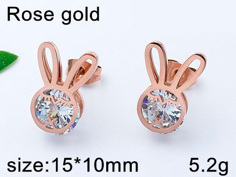 Aretes rosa conejita con circonia