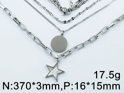 Collar plateado 3 tiempos Estrella con nácar