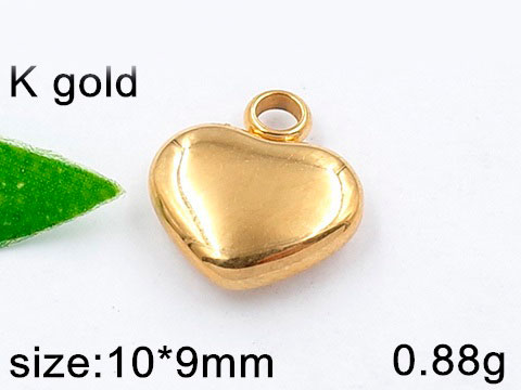 Paq. 10 dijes dorados corazoncito 1cm