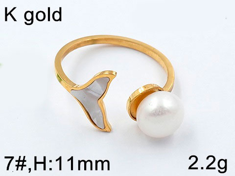 Set dorado Collar 55cm y anillo #8 con perla