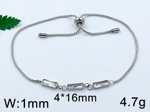 Pulsera plateado cierre corredizo 3 circonias