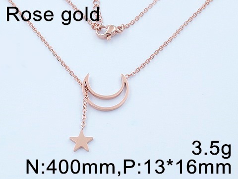 Collar Rose Gold corto Luna y estrella colgante