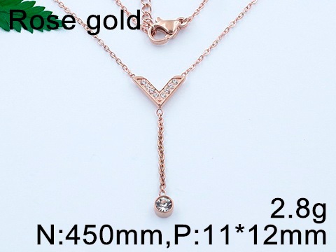 Collar Rosegold corazón con circonia colgante