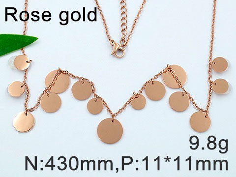 Gargantilla Rose Gold círculos colgantes 43cm