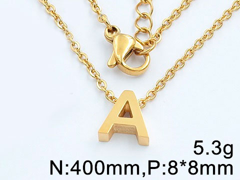 Cadena dorada 40cm dije Letra A 0.8mm