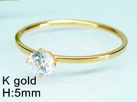 Anillo dorado delgado circonia 5mm