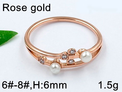 Anillo Rosegold con perlas pequeñas y cirnonias