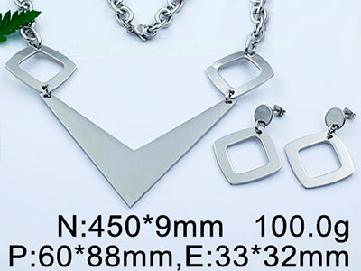 Set plateado diseño "V"
