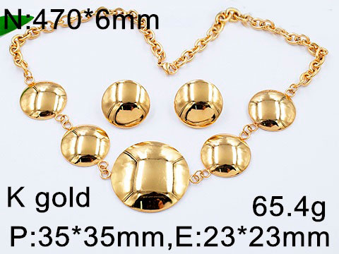 Set dorado Collar y aretes círculo brillante
