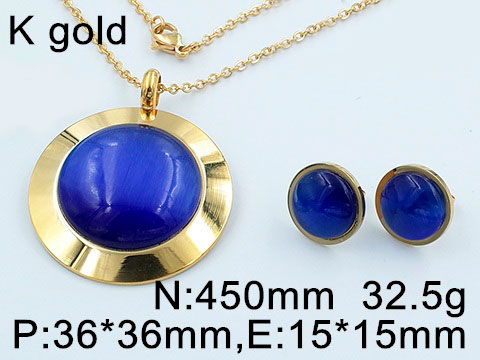 Set dorado piedra dije y aretes azul