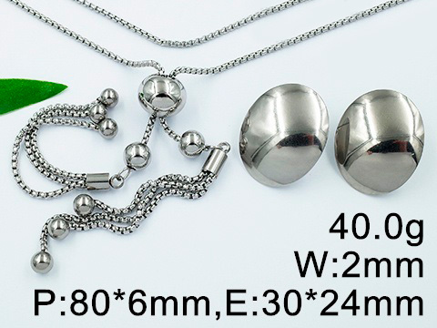 Set plateado corbatero con bolitas y aretes planos