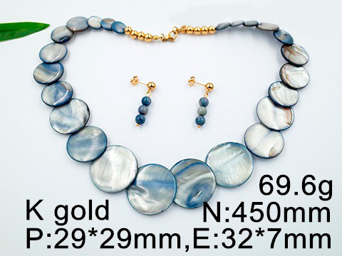 Set dorado circulos de carey tono azul beteado