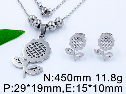 Set plateado flor calada