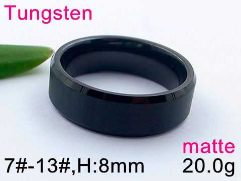 Argolla tungsteno mate línea negra