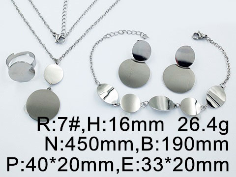Set plateado 4 piezas círculos planos