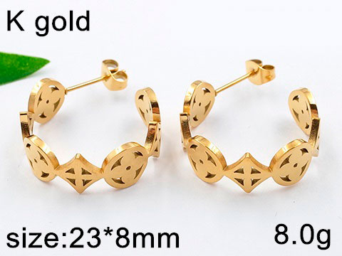 Argollas doradas diseño LV 2.3cm