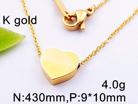 Collar dorado dije corazón transversal