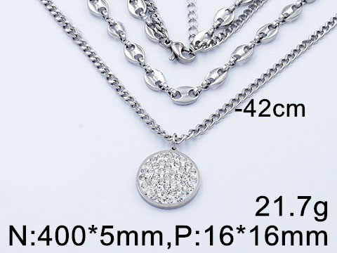 Layering plateado 2 cadenas y dije círculo pedrería