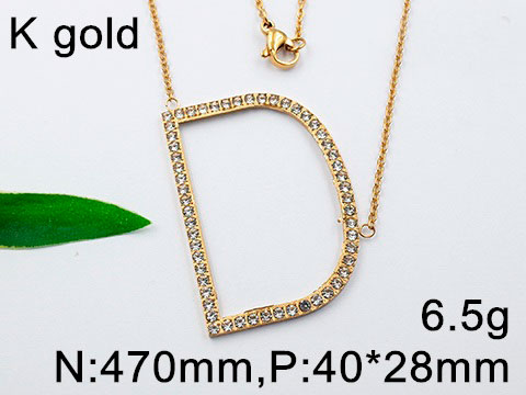 Collar dorado letra D con pedrería