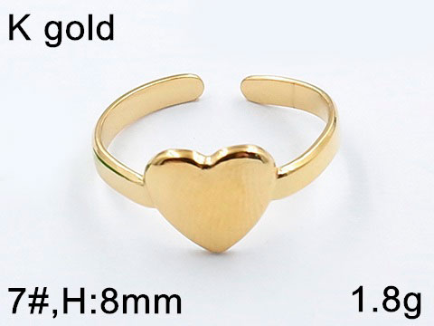 Anillo dorado abierto corazón al centro