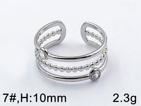 Anillo plateado abierto diseño lineal