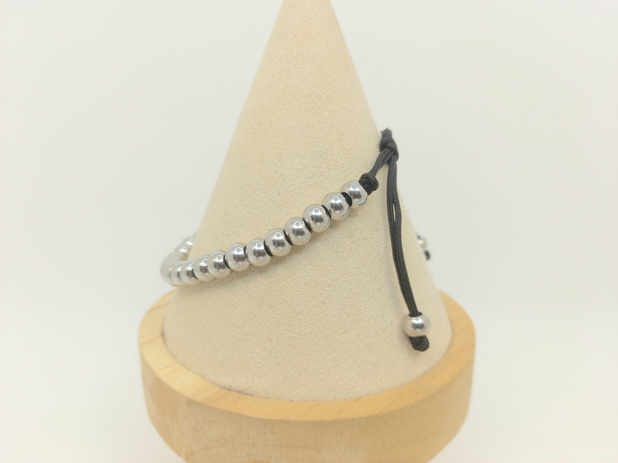 Pulsera plateada corrediza cuentas 6mm